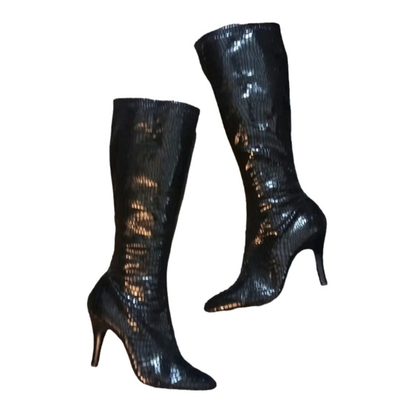 DIBA Tall Snakeskin Embossed Knee High Boots Rhett size 8.5 - Picture 1 of 12